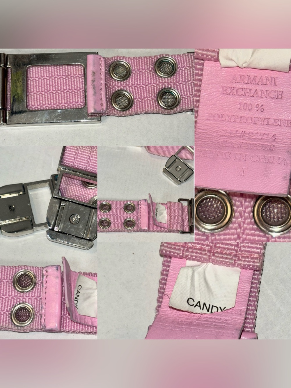 Armani exchange Y2K belt in candy pink Utility Buckle Grommet belt size medium - Picture 15 of 16